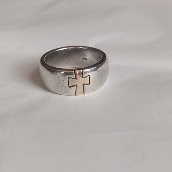 Men's Silver Cross Ring Sz 10 - Picture 1 of 6